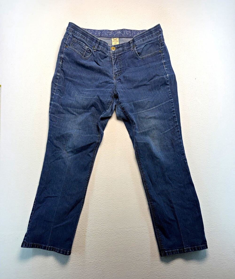 Faded Glory Blue Medium Wash Bootcut Jeans Mid Rise Stretch 18W petite classic